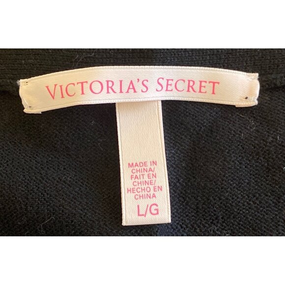 Victorias Secret Black & White Striped Cardigan Sweater L 100% Cotton - Picture 4 of 6